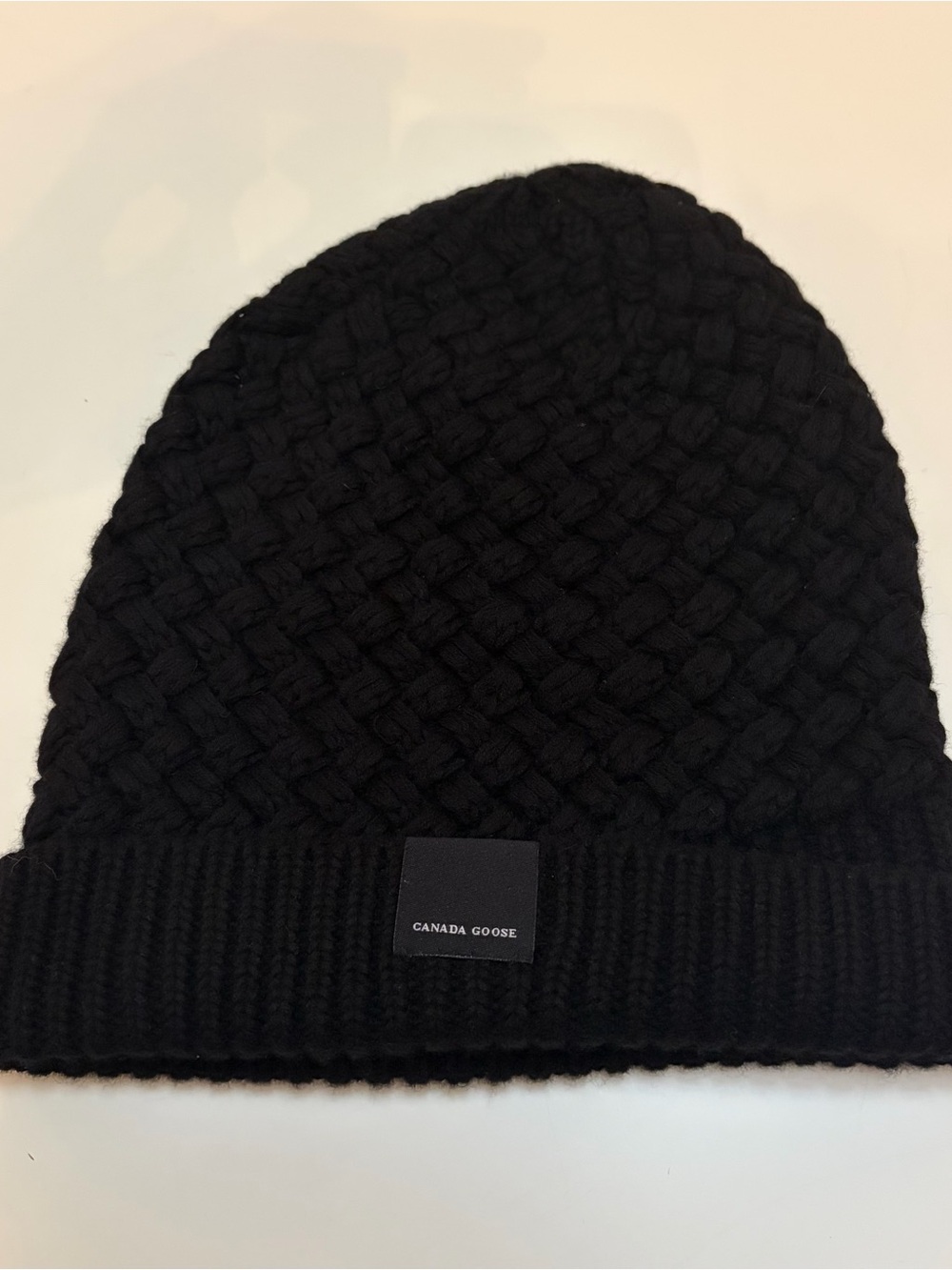 Canada Goose Black Woven Knit Cuffed Beanie